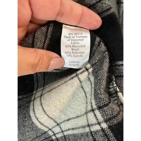 Coldwater Creek Plaid Black/ Ivory Checker Wool Blend Women's Jacket Size Pxs - Picture 14 of 15